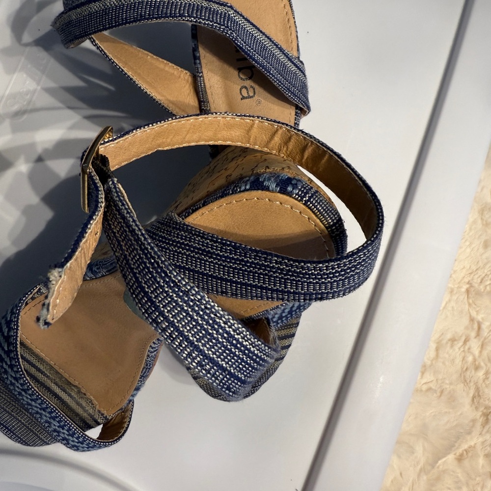 Blue Strappy Wedge Sandals size 7 - Picture 13 of 14